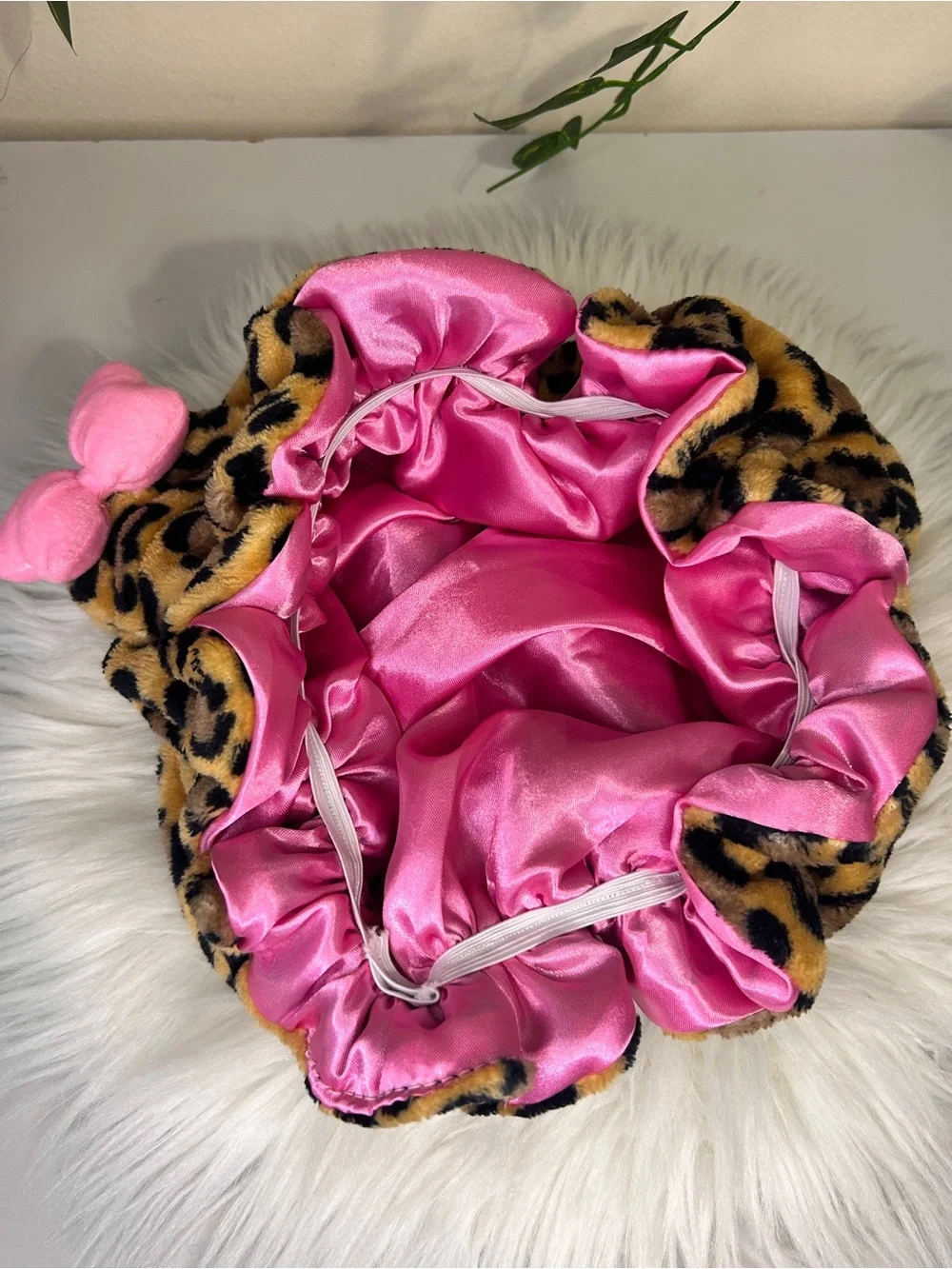 Hello Kitty Pink Leopard Plush Headband Gift Set with Pink Brush & Lip Gloss
